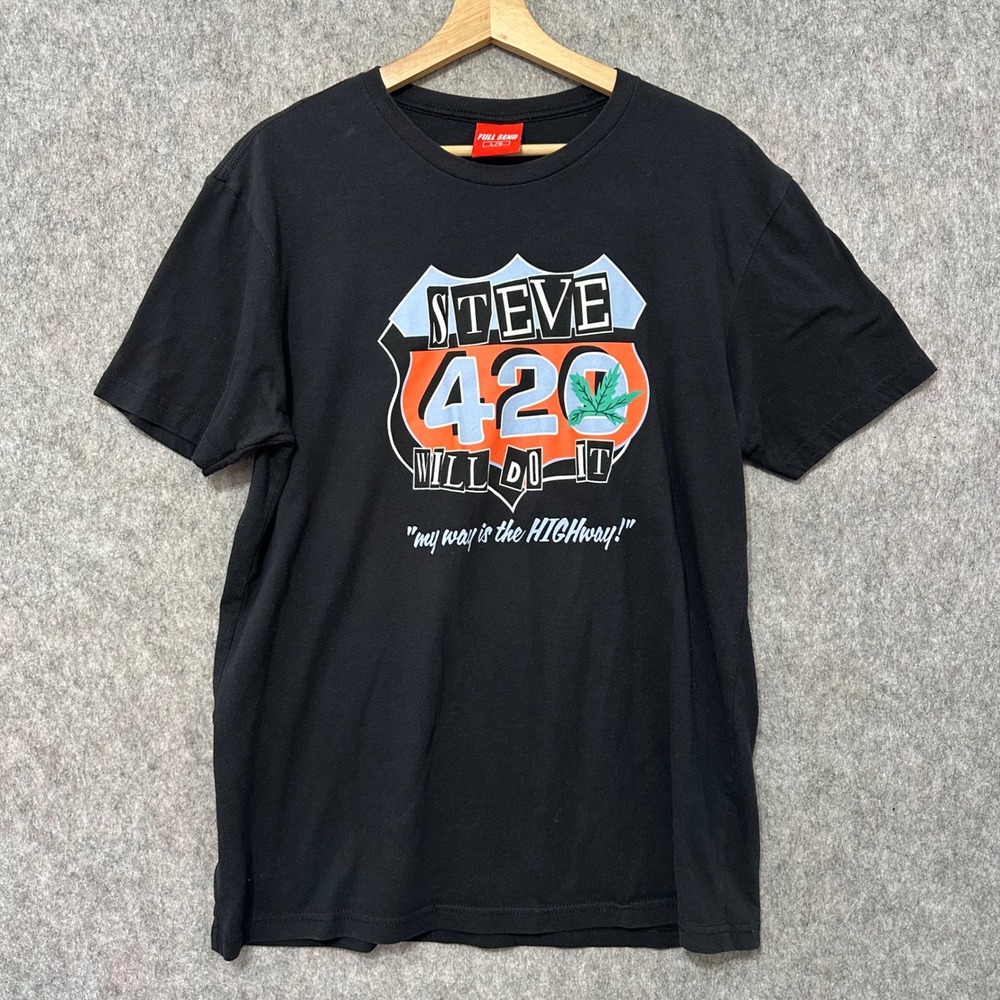 Full Send T-Shirt Mens Large Black Steve 420 Will Do It Graphic Short Sleeve Tee